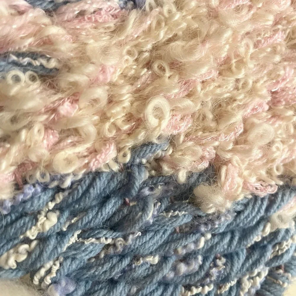 Wool Hand Spun Fiber Mixed Media Wall Hanging Mohair Dream Catcher‎ Boho Cottage